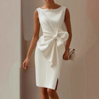 Elegant Butterfly Knot DressShort SleeveOne Shoulder Design A-Line SilhouetteWomen's Dress