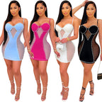 New Fashion Sexy Club Dress, Small Strap Bodycon Sexy Mesh Mini Dress