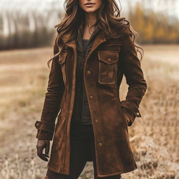 Autumn/Winter Women's Casual Suede Vintage Turn-down Collar Jacket