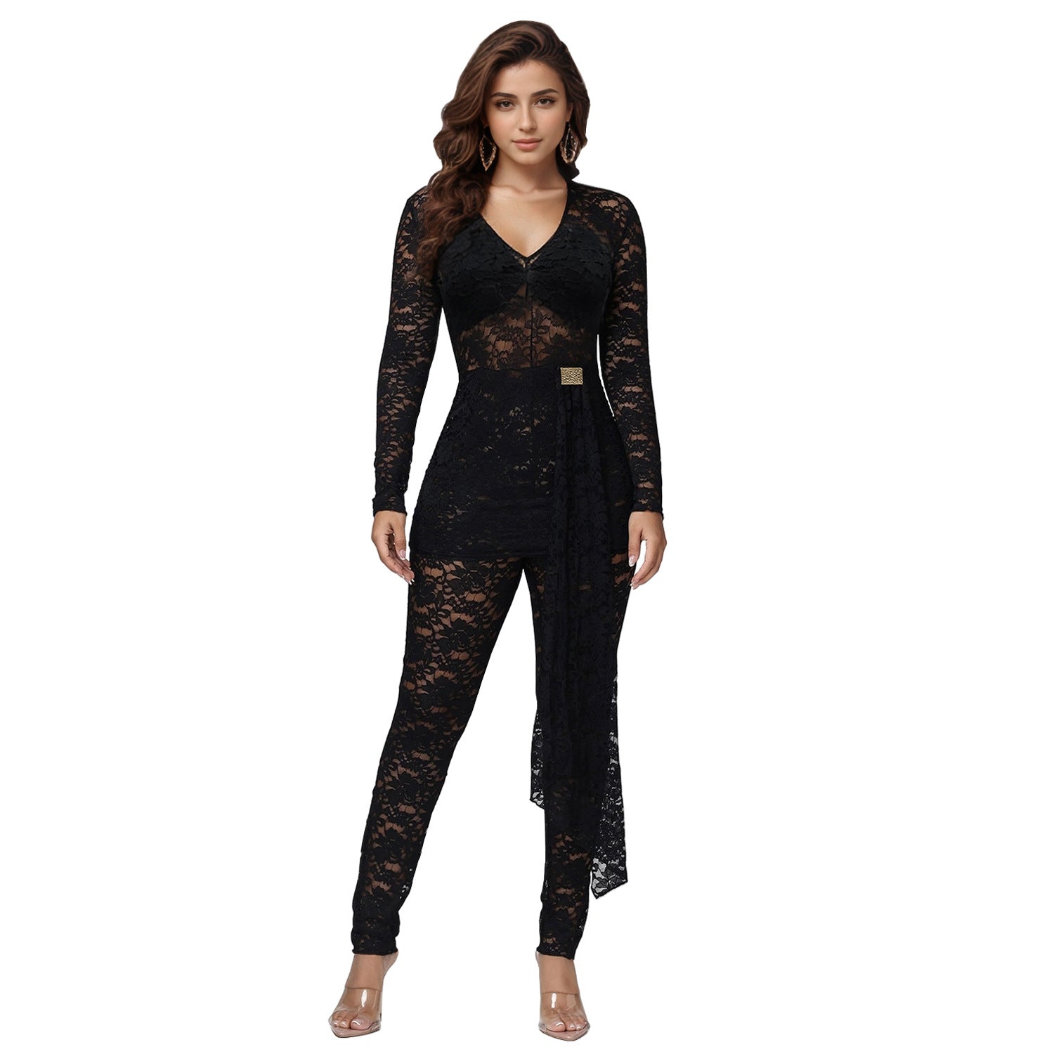ملابس داخلية نسائية مثيرة شفافة من الدانتيل بتصميم جامبسوت