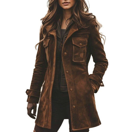 Autumn/Winter Women's Casual Suede Vintage Turn-down Collar Jacket